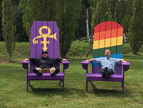 Commissioner Gelder relaxes in one of the new Adirondack chairs in Kingston, WA