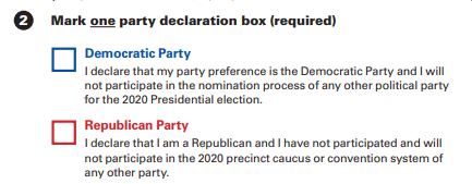Presidential Primary Party Declaration